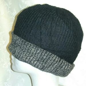 Unisex Knit Winter Cap Hat Beanie Black Grey Snow Lined